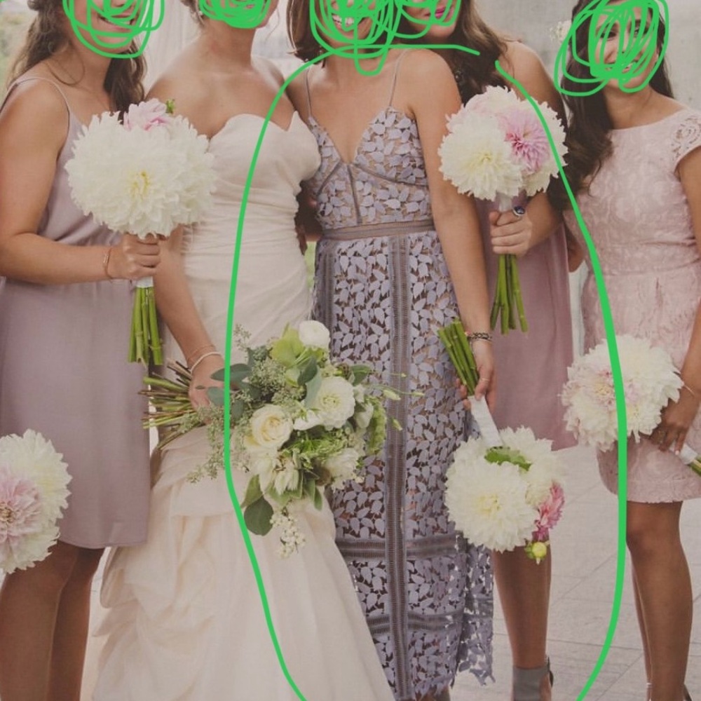 Self-Portrait light purple lace midi dress